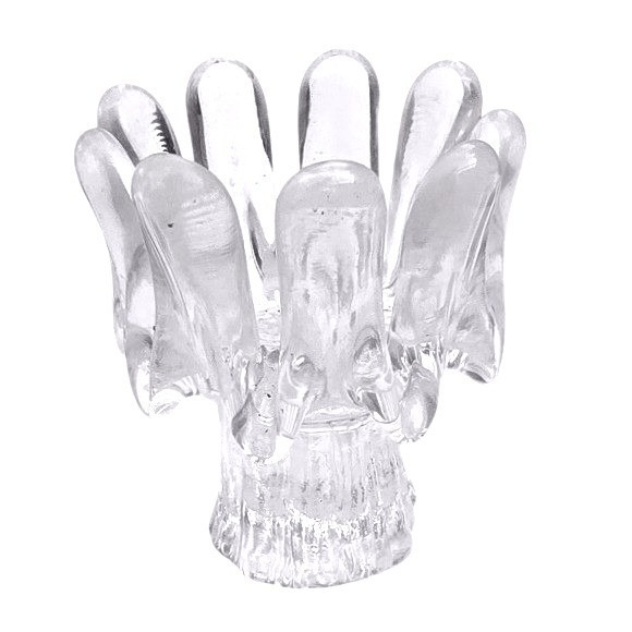 Vintage Clear Art Glass Vase Mid Century Modern Brutalist Crown Petal Design - Picture 3 of 4